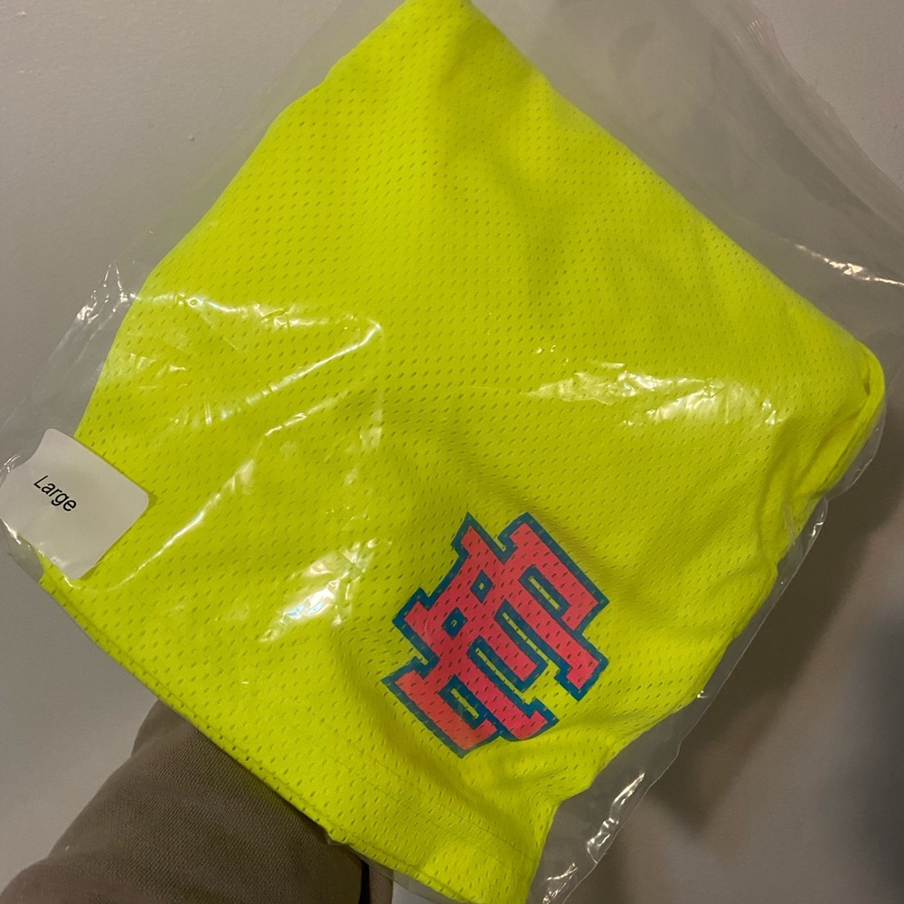 Original Eric Emanuel shorts, neon yellow. Size large, unisex.